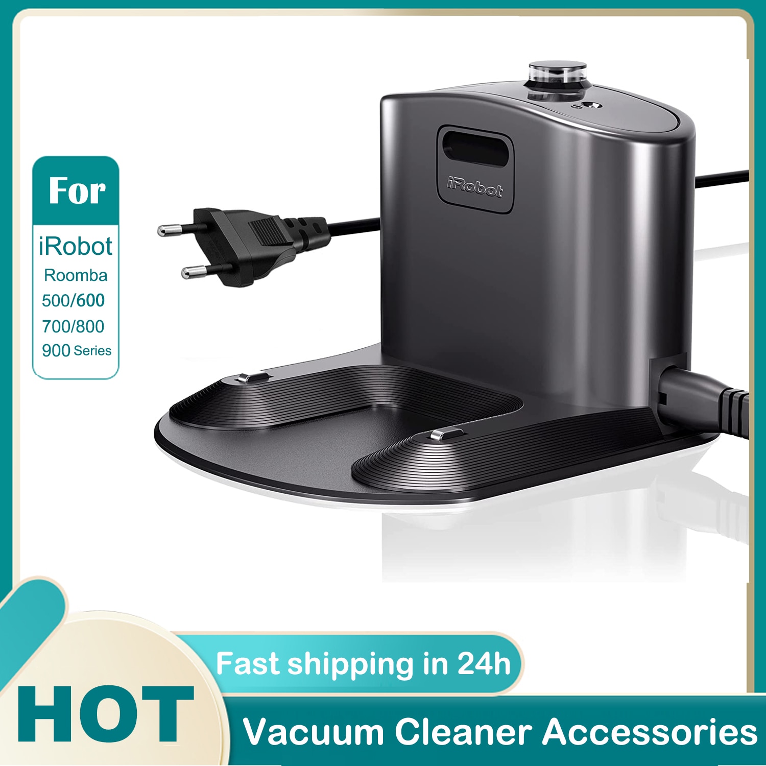 For iRobot Roomba Integrated Dock Charger EU- Compatible with Roomba 500/600/700/800/900 Series Vacuum Cleaner Robots - 4452369