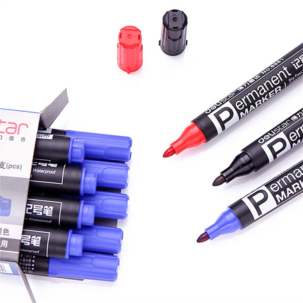 DELI 10pcs/set 2mm Marker Black Line Marker Oil-based Pens Sketch Based Markers Drawing Pens Art Student Supplies Stationery
