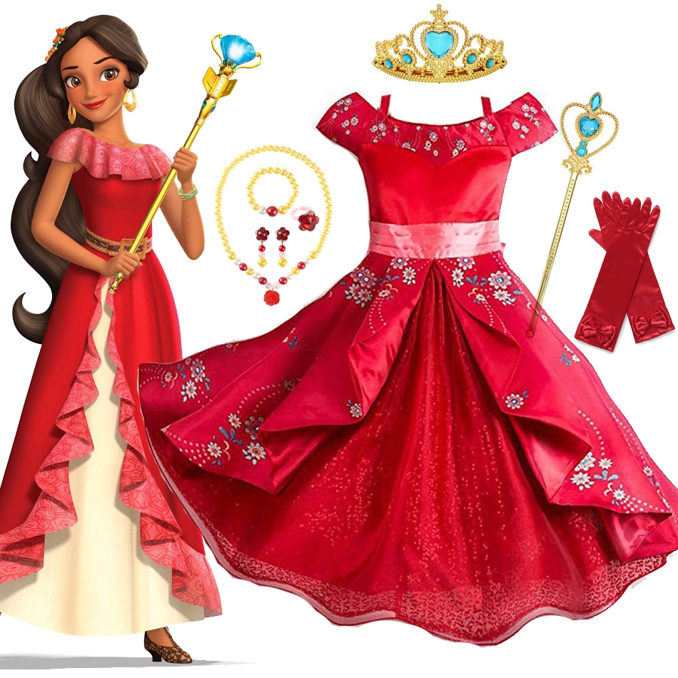 Elena of Avalor Dress Girl Princess Cosplay Costume Kid Halloween Party Dressup Christmas Carnival Frocks Disney 2-10Y