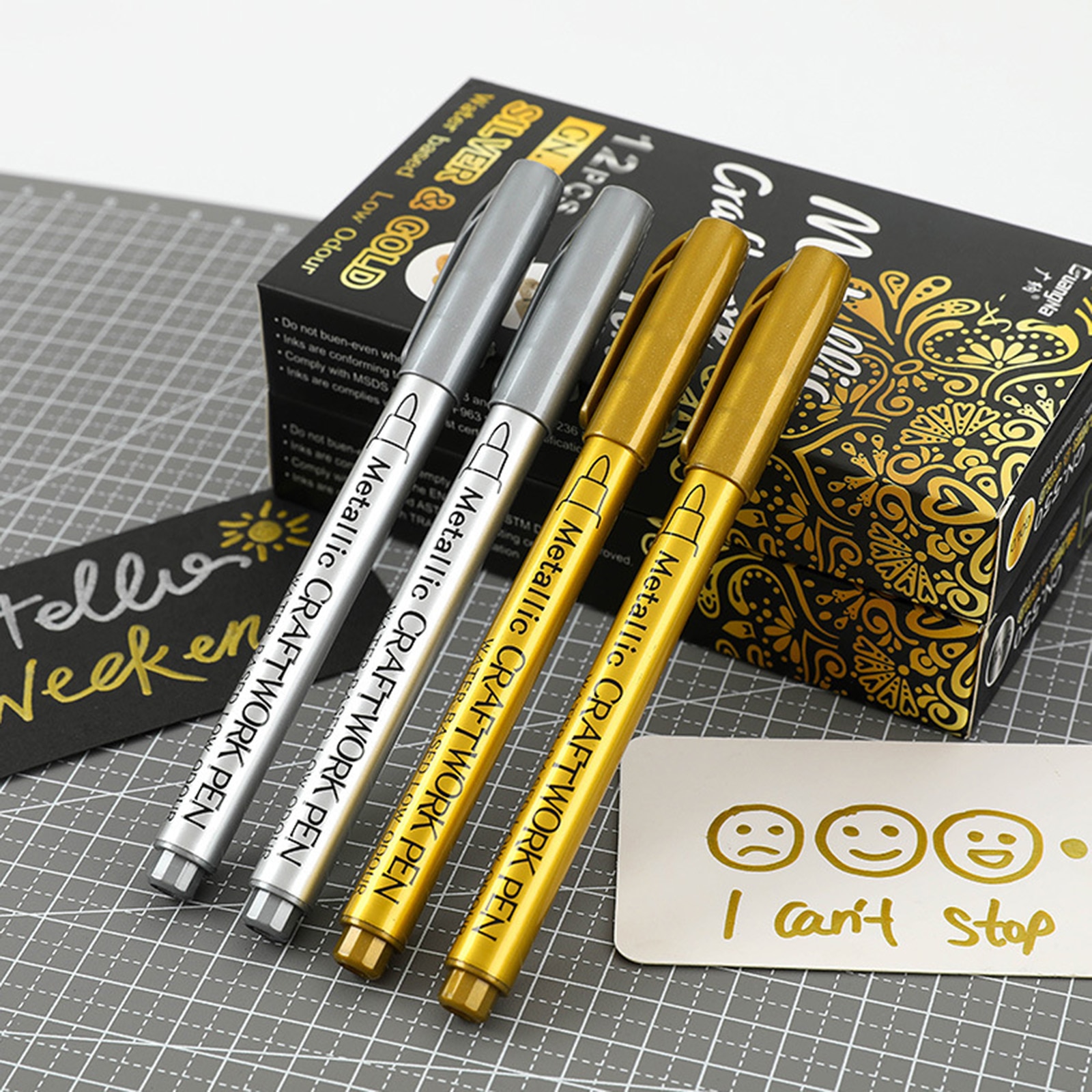 Waterproof Permanent Marker Pens DIY Epoxy Resin Mold Gold Silver ColorDrawing Student Supplies Craft Non-Erasable Marker Pen