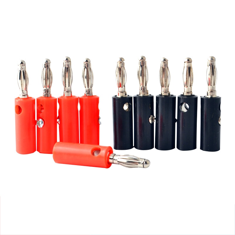 10Pcs/lot Red and Black 4mm Solderless Side Stackable Banana Plug Connector
