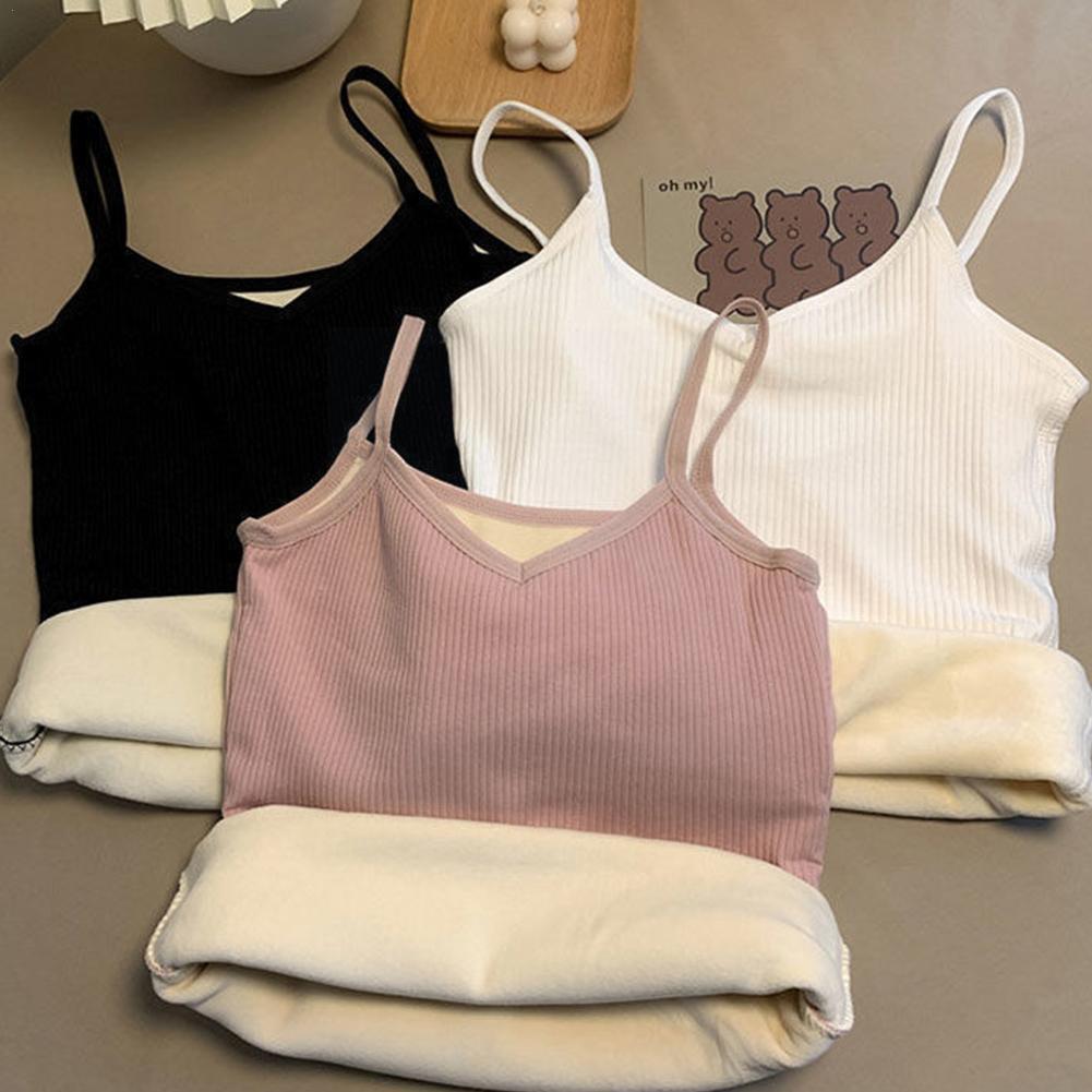 2022 New Women's Winter Plus Velvet Thick Warm Tank Camisole Comfortable Women's And Bottoming Top Color Shirt Top Inn