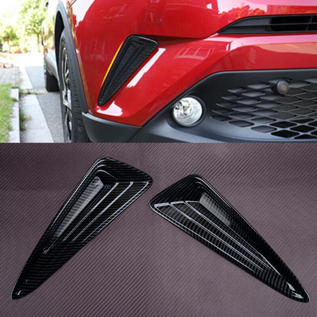 2Pcs Car Front Bumper Fog Light Lamp Cover Trim Black Carbon Fiber Style ABS Fit for Toyota CHR 2021 2020 2019 2018 2017