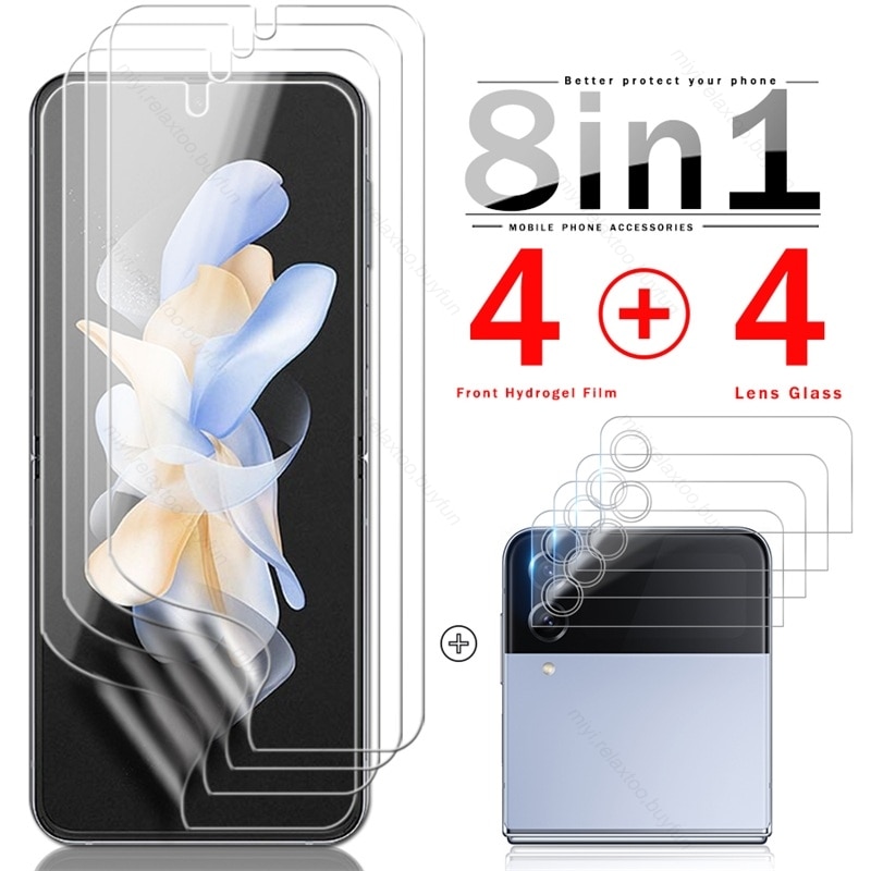8 in 1 9D Screen Protector Soft Hydrogel Film For Samsung Galaxy Z Flip4 5G Flip 4 Camera Protective Glass Samung ZFlip4 ZFlip 4