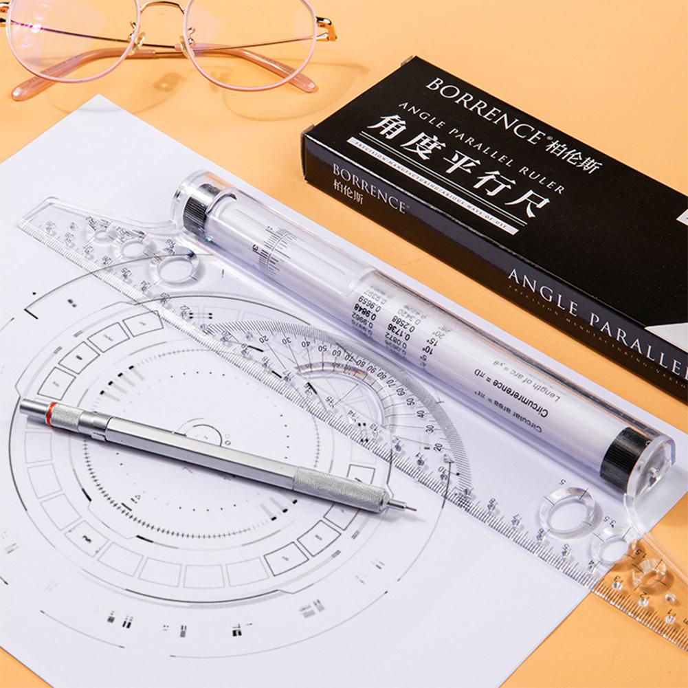 Roll Ruler Parallel Rulers 30cm Universal Foot Angle Rule Balancing Scale Drawing Reglas Multi-purpose Rolling Ruler for Exam
