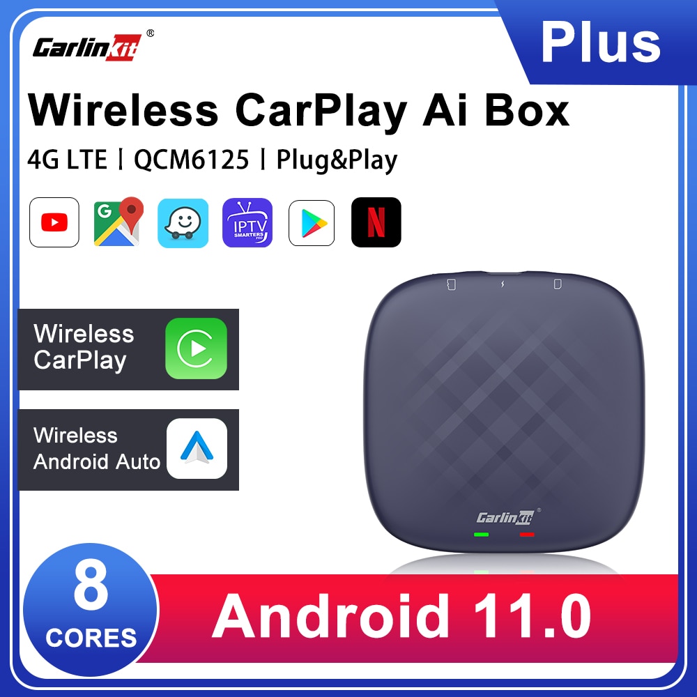 CarlinKit Android 11 CarPlay Ai Box QCM6125 Wireless Android Auto CarPlay TV Box 4+64G For Netflix YouTube VW Kia Fiat Ford etc.