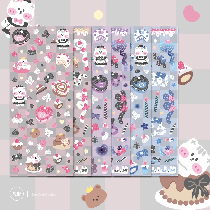MOHAMM 12 Sheets Glitter Cake Dessert Photocard Stickers for Photo Album DIY Scrapbooks Journal Decoration