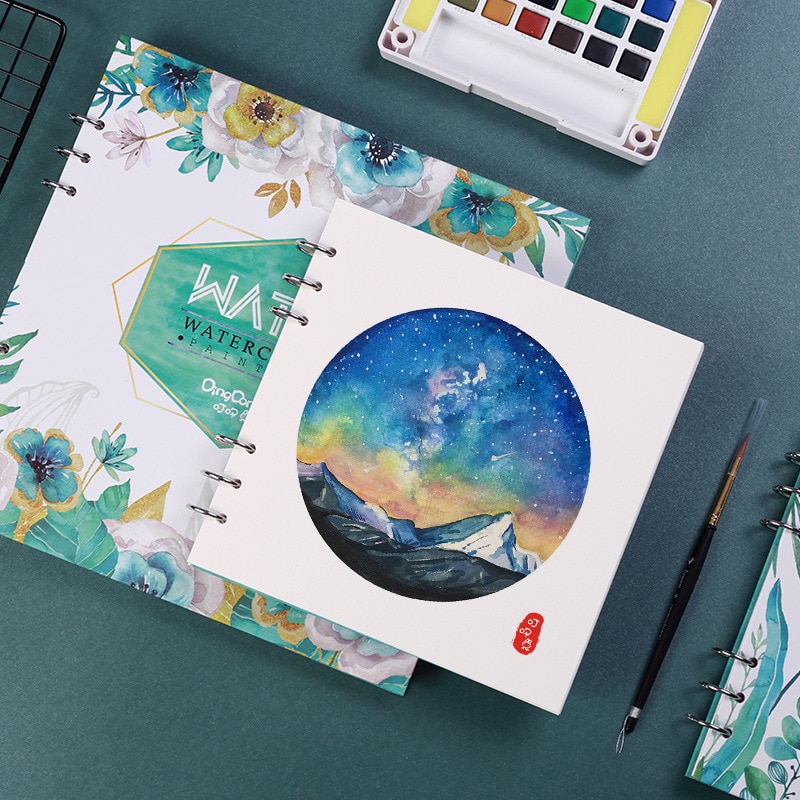 Loose-leaf Watercolor Paper Sketchbook 20 Sheets 300GSM Professional Painting Book Blank Detachable Art Supplies Cute Stationery