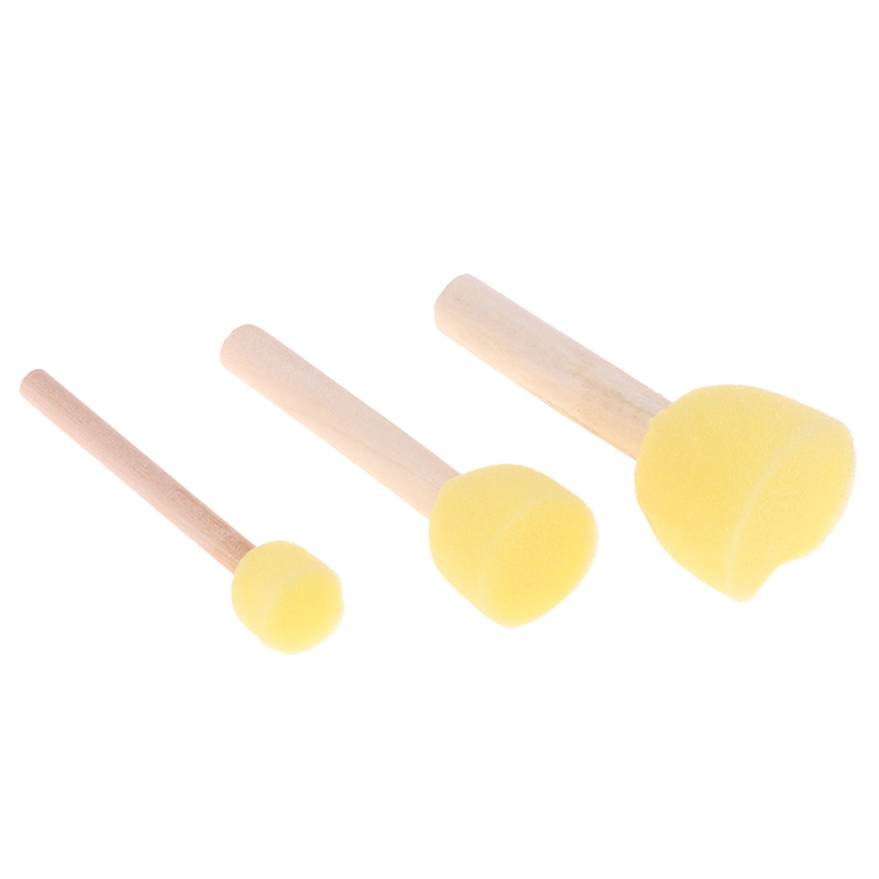 5Pcs Wooden Handle Sponge Paint Brush Kids Children Flower Graffiti Art Drawing Painting Toys Tool School Stationery Supplies
