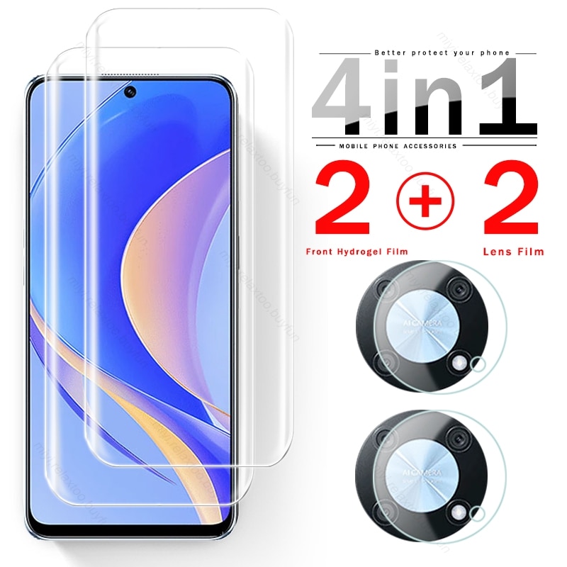 4 IN 1 Front Soft Hydrogel Film For Huawei Nova Y90 Y 90 90Y Screen Protector Not Glass Hawei Hauwei Huawey NovaY90 Camera Glass