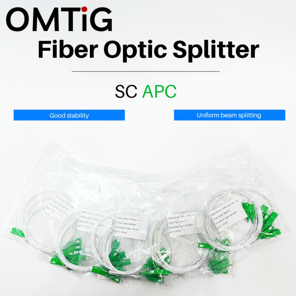 10 PCS/Lot Original 1X2 1X4 1X8 1X16 1X32 PLC Spliter SC/APC SM G657A1 0.9mm PVC 1m FTTH Fiber Optic Splitter