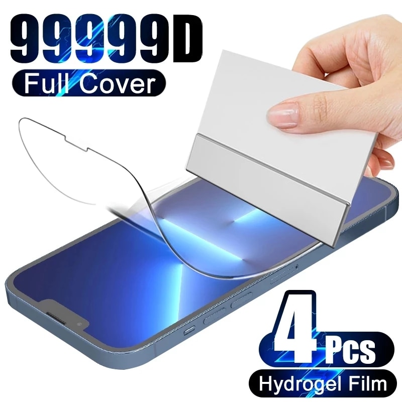 4Pcs Hydrogel Film For iPhone 14 13 12 Pro Max Mini Screen Protector On iPhone 11 12 XS Max 8 7 Plus X XR SE2022 Protective Film