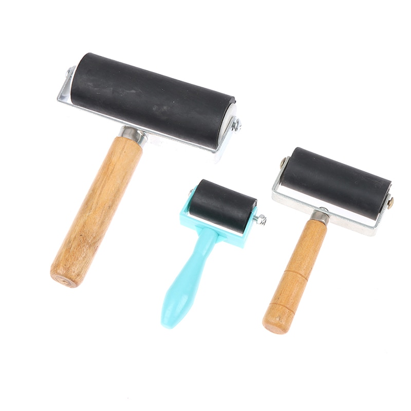 Rubber Printing Roller Black Wood Handle Printing Art Ink Craft Tool Supplies
