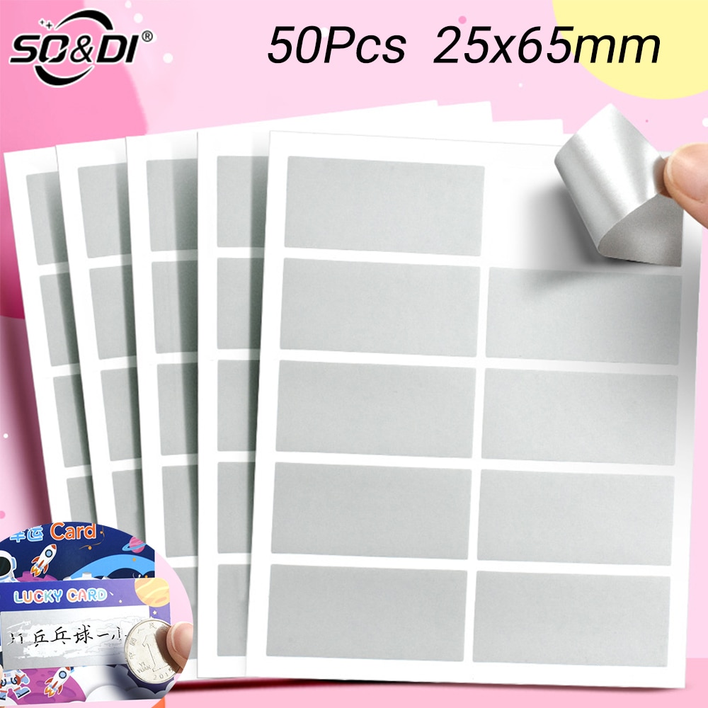 50Pcs Reward Scratch Card Film Coated Stickers Scratch Off Labels Sticker Diy for Party Activity Children's Redemption Vouc