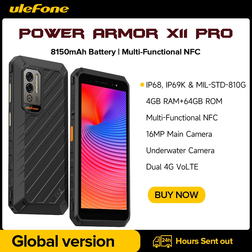 Ulefone-Power Armor X11 Pro Rugged Phone, 8150 mAh, 128GB Max. Expansion, Waterproof Smartphone, NFC, 2.4G/5G WiFi Mobile Phones