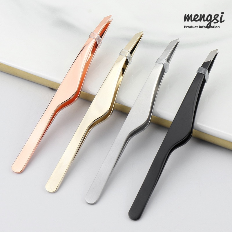 Stainless Steel Tweezers Eyebrow Tweezers Eyelash Extension Tweezers Hair Beard Eyelash Brow Remover Plucker Trimmer Makeup Tool