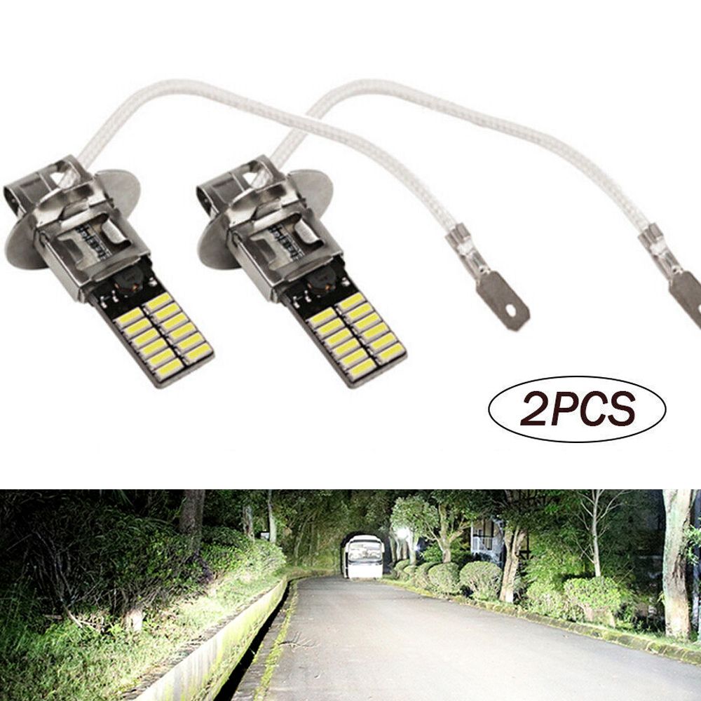 2X Upgrade H3 LED Headlight Fog Light Bulbs Kit Hi/Low Beam 100W 6000K 12V White