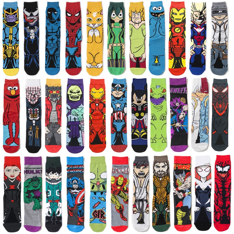 New Arrival Fashion men's funny socks women's personality anime socks cartoon skarpety high quality sewing pattern cou