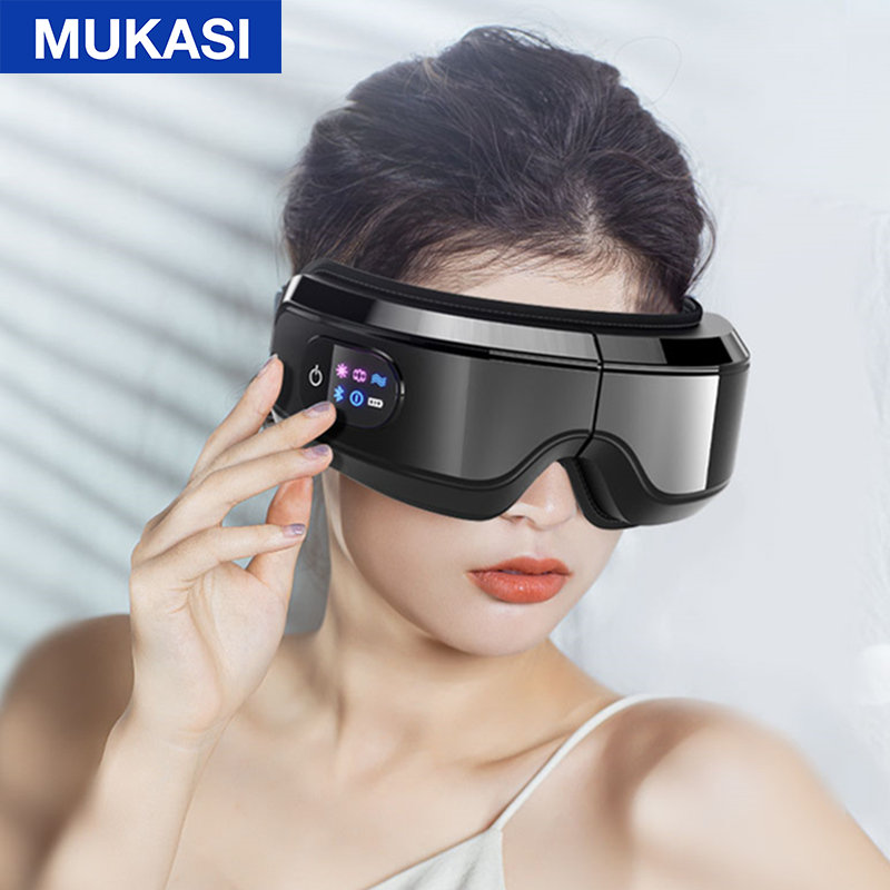 Eye Massager 16D Airbag Electric Massage Instrument With Heat Vibration Bluetooth Music For Relax & Reduce Strain Improve Sl