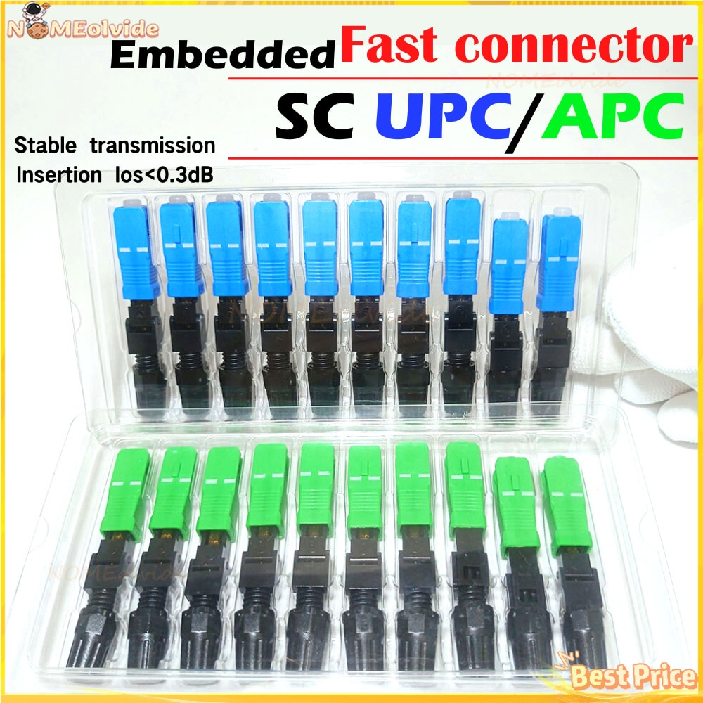 High Quality 10-400pcs Lot Quick Field Assembly FTTH Embedded Optical Fast Connector SC APC SM Fiber Optic SC UPC Cold Connector