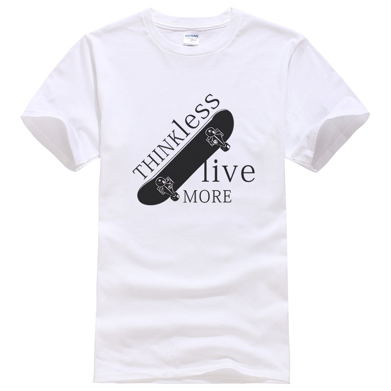 Think Less Live More Skateboard T Shirt Men Cotton Short Sleeve Tops Vintage Cotton Tees Men's Streetwear
