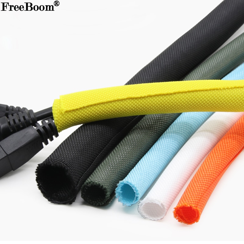 1/5M Self Closing PET Expandable Braided Sleeve Self-Closed Flexible Insulated Hose Pipe Wire Wrap Protect Cable Sock Tube