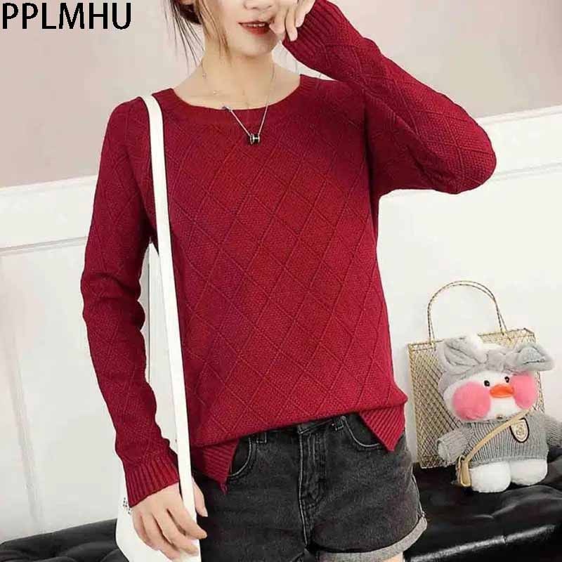 Autumn Winter Women Sweaters Knitted Pullovers Long Sleeve O-Neck s Solid Sweater Female Pullover BasicTop Loose top S-2XL