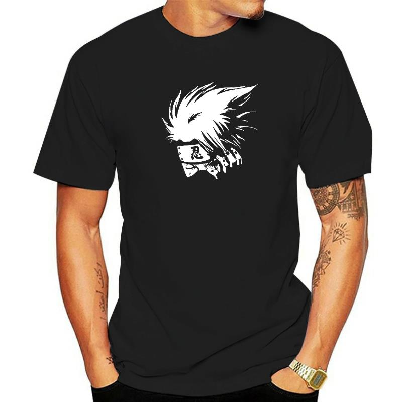 Kakashi White Logo Naruto-T Shirt Anime Adventure Manga Novelty Men's T Shirts Premium Summer 100% Cotton Top EU Size