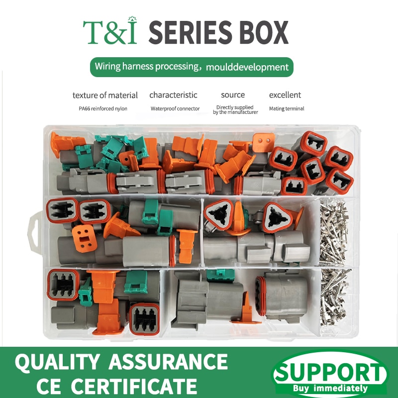 250pcs Deutsch DT series Waterproof Wire Connector Kit DT06-2/3/4/6S DT04-2/3/4/6P Automotive Sealed Plug with pins box