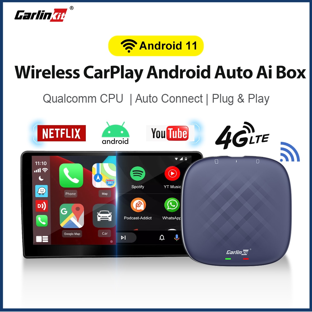 2022 CarlinKit Android 11 CarPlay Ai Box Netflix YouTube Wireless Android Auto CarPlay Adapter For Ford Audi Mazda Toyota VW Kia