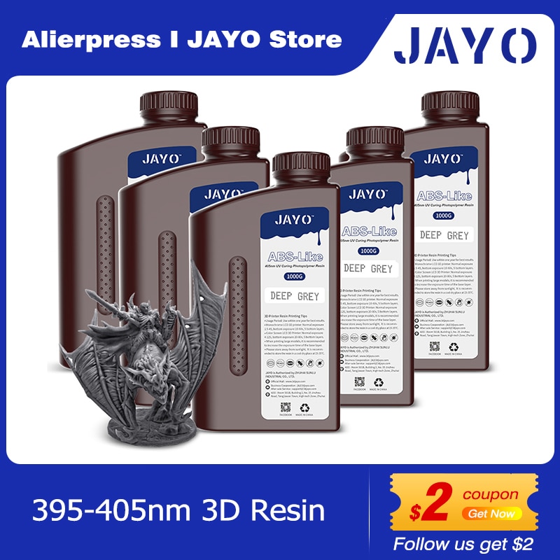 JAYO Standard/ABS-Like/Plant based/Water-Wash Resin 5KG 395-405nm UV Curing Photopolymer Rapid Resin for LCD/DLP/SLA 3D Printer