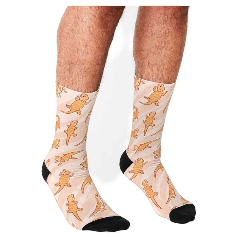 Men's Funny socks Bearded Dragons Medium tube Socks harajuku Men Happy hip hop Novelty cute boys Crew Casual Crazy Socks fo