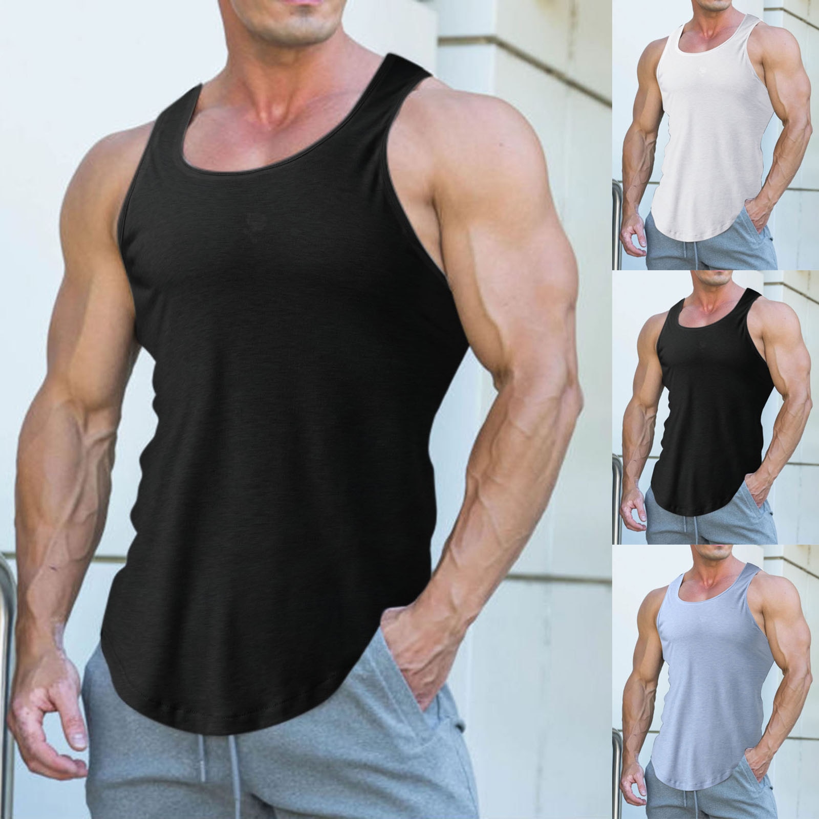 Cotton Workout Gym Tank Top Men Muscle Sleeveless Sportswear Shirt Stringer Fashion Clothing Bodybuilding Singlets Fitness Vest
