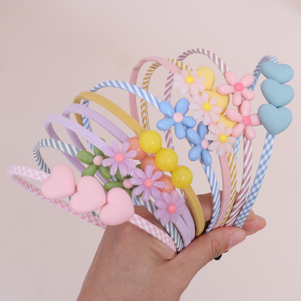 Children Cute Acrylic Animal Cartoon Flower Fruit Hairbands Girls Lovely Hair Hoop Headbands Kids Candy Color Hair Accessories