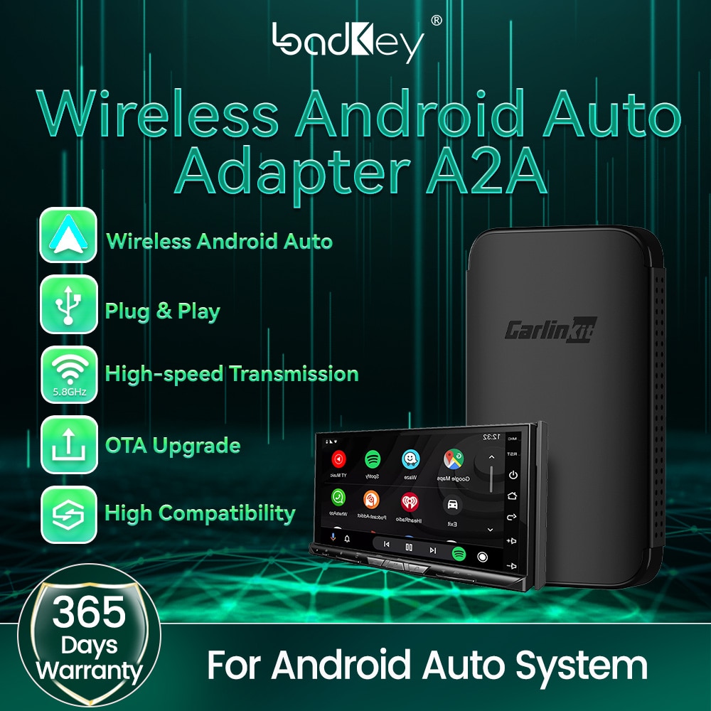 LoadKey Wireless Android Auto Adapter Bluetooth Connect Wireless A2A Dongle for Android Auto Compatible Car Button and Stereo