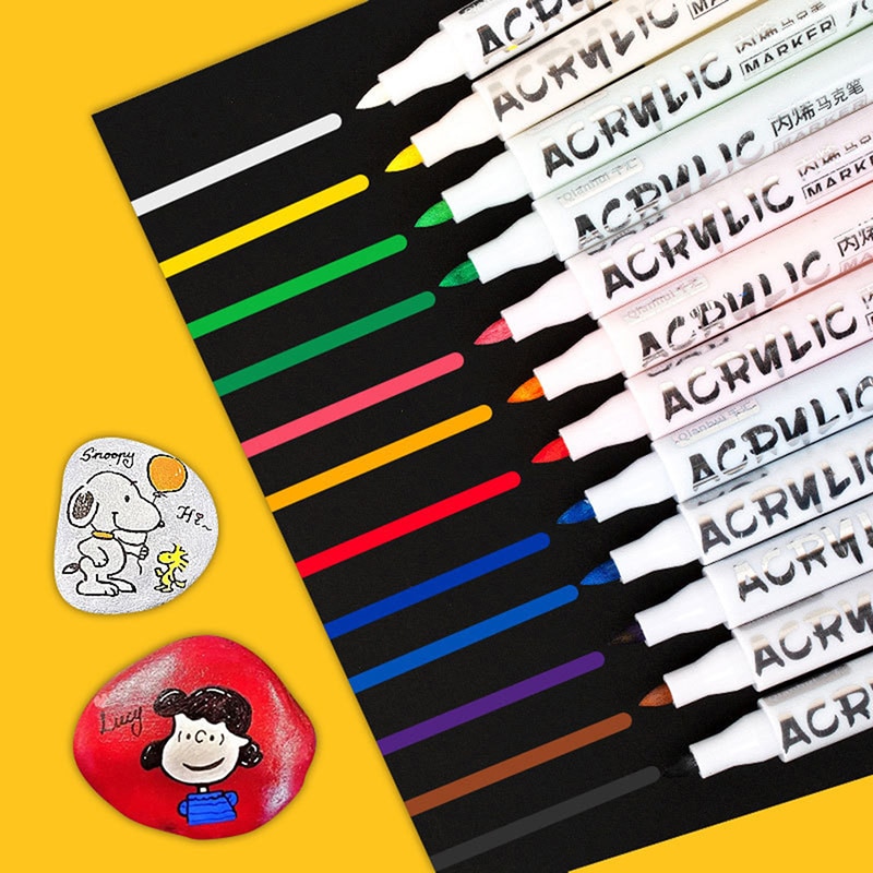 Tire Acrylic Markers Paint Graffiti Pens Permanent Art Rock Metal Glass Pebble Waterproof Oil Marker