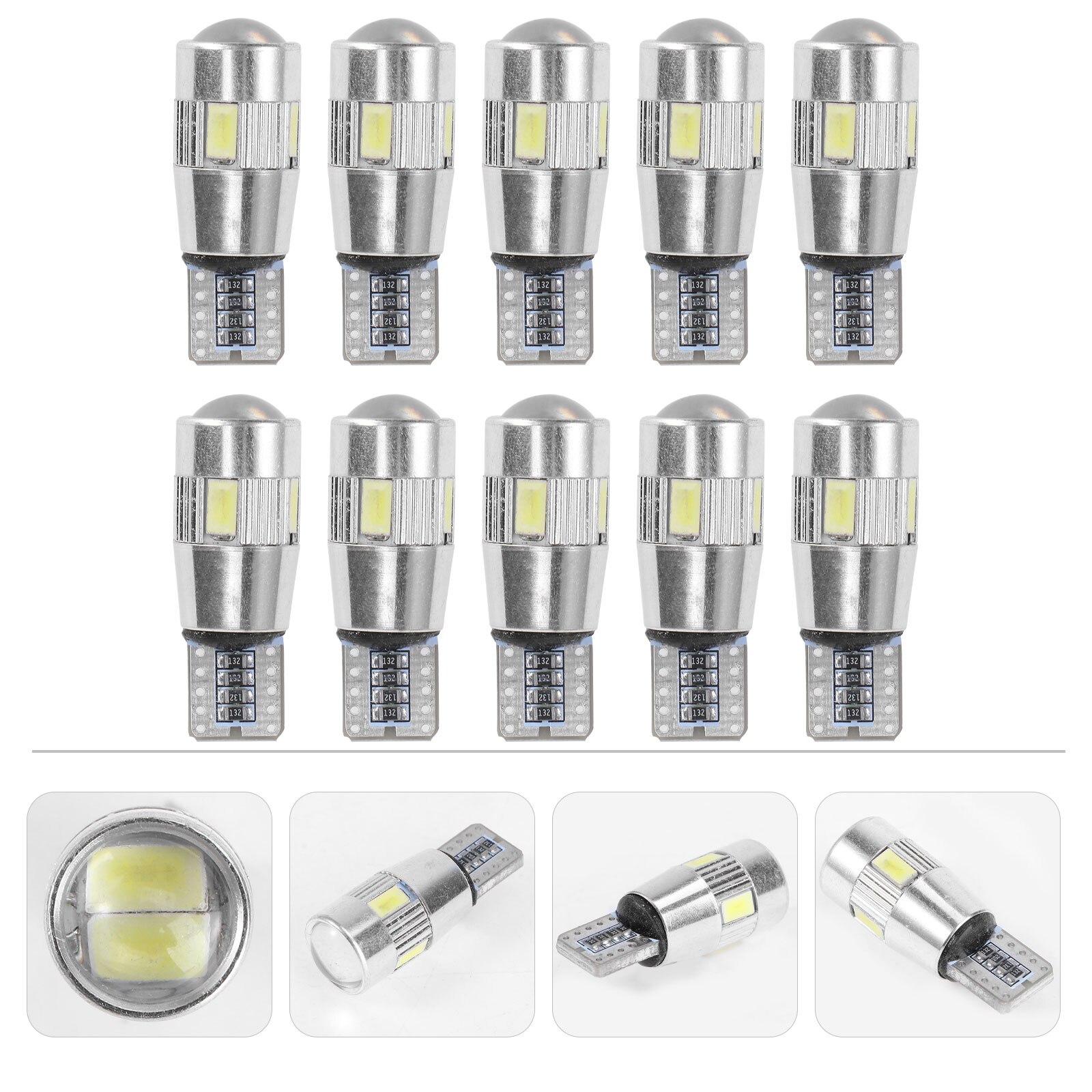 10PCS Super Bright T10 Car Bulbs Canbus Error Free Lamp 6 SMD Side