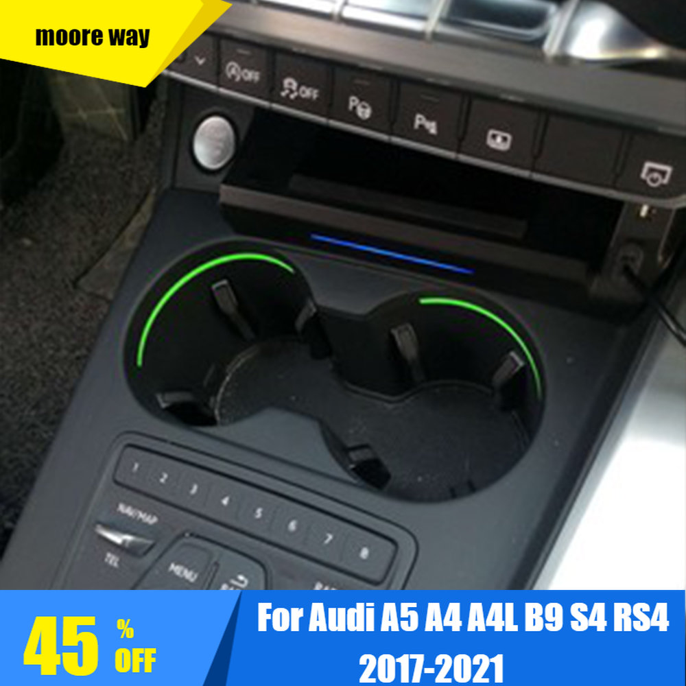 15W Qi wireless charger charging pad For Audi A4 A4L B9 A5 S4 RS4 2017-2021 mobile phone holder interior trim car accessories