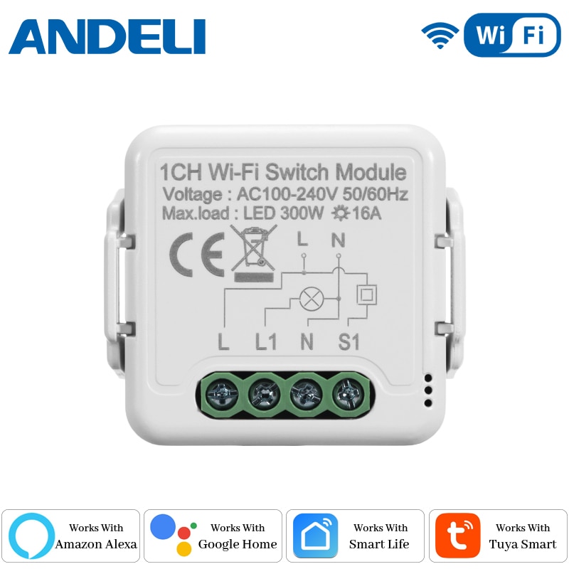 ANDELI DIY Tuya Zigbee/Wifi MINI 16A Smart Switch 2Way Control Automation Sensor Compatible with Alexa Google Home Voice Control
