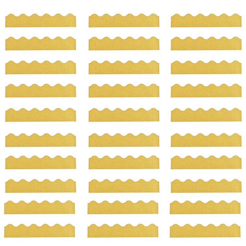30Pcs Shine Glitter Scalloped Bulletin Borders Trim For Classroom Office , 13X 2.95 Inch