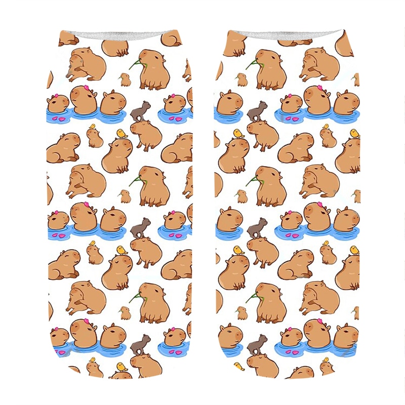 Women's socks kawaii Funny happy Capybara Printed Socks Woman harajuku Happy Novelty Casual cute girl gift Socks for women