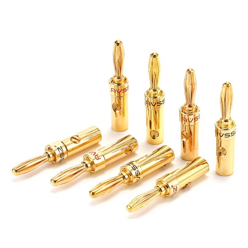 Pure Copper Gold-plated Banana Plug V-type Plug Audio Power Amplifier Terminal Solder-free Plug Power Amplifier AFXJ-BW/TQ AFJXZ