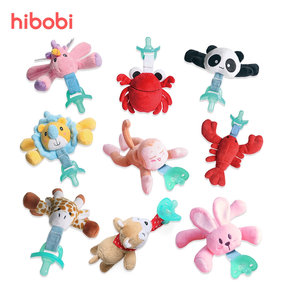 hibobi 1PC Baby Pacifier Newborn Baby Cartoon Nipple Soother Cute Plush Toy Pacifier Newborn Silicone Feeding Accessories