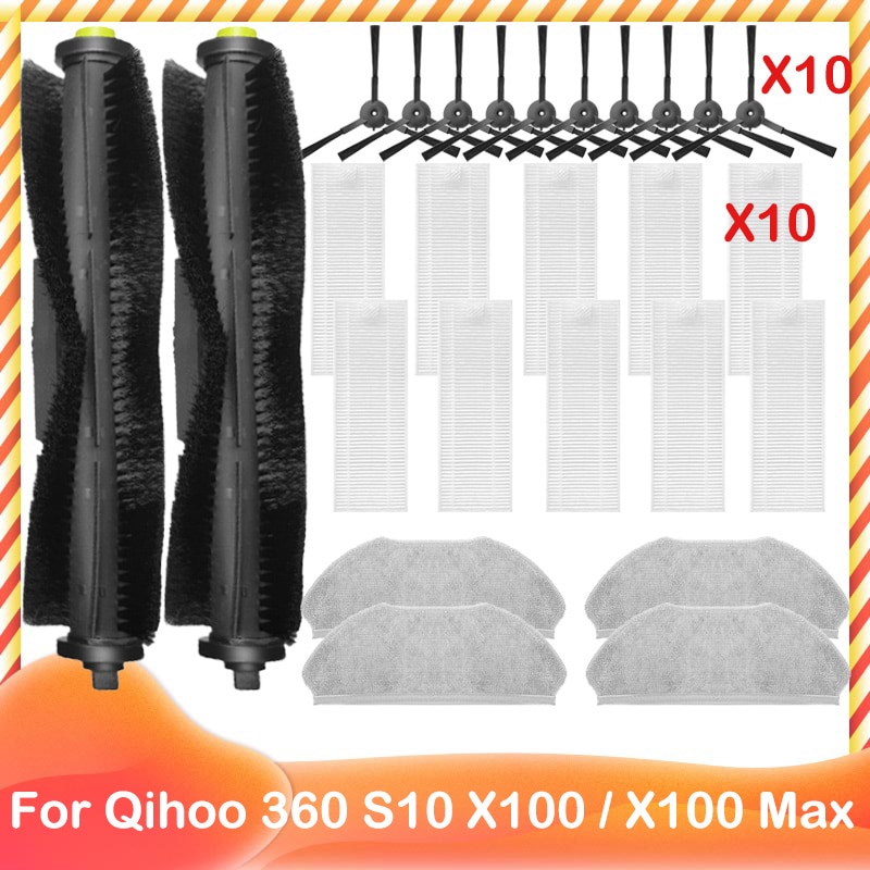 Spare Main Side Brush Hepa Filter Mop Cloth Wipe For Qihoo 360 S10 X100 Max Replacement Accessories Parts