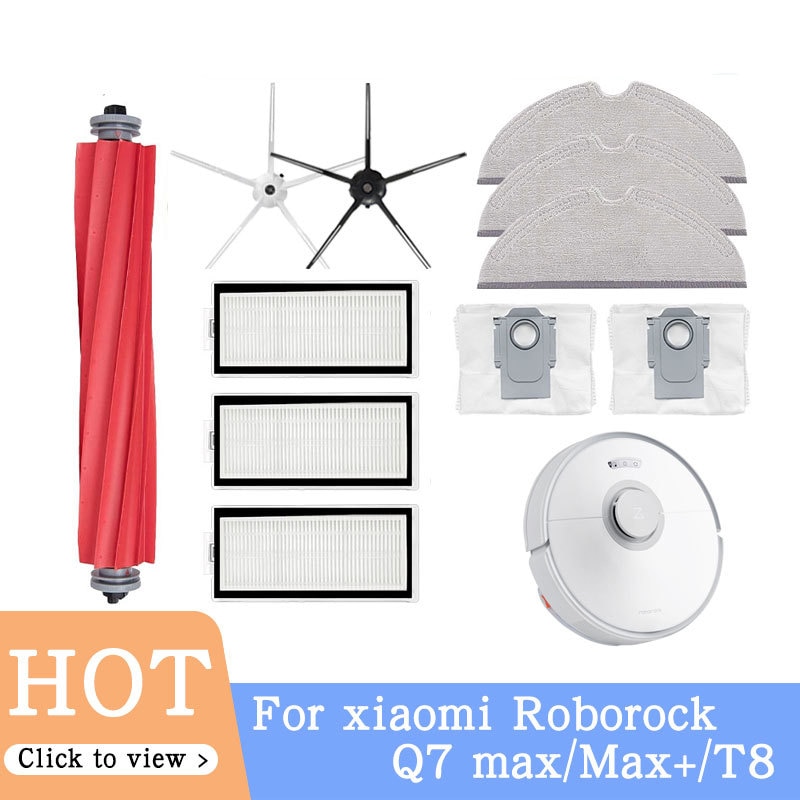 HEPA Filter Main Side Brush Mops Cloths Dust Bag for Xiaomi Roborock Q7 Max Q7 Max+ Q7 Plus T8 Vacuum Cleaner Parts Accessories