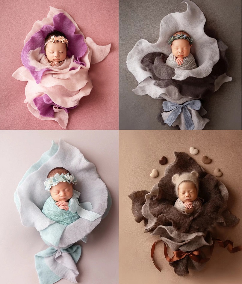 Newborn Photography Props Wool Wraps Blanket Posing Flower Gifts Shape Fotografia Accessories Baby Studio Shooting Photo Props