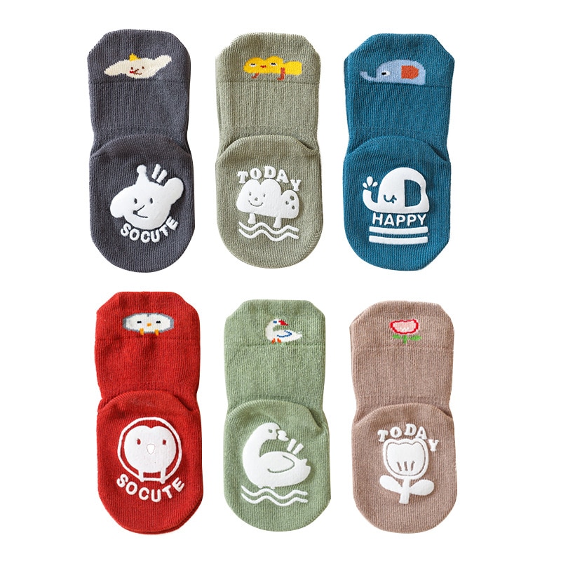 3 Pairs/Lots Baby Anti-Slip Socks Rubber Sole Baby Toddler Socks Spring Autumn Boys Socks For Girls Knee Socks Kids Socks