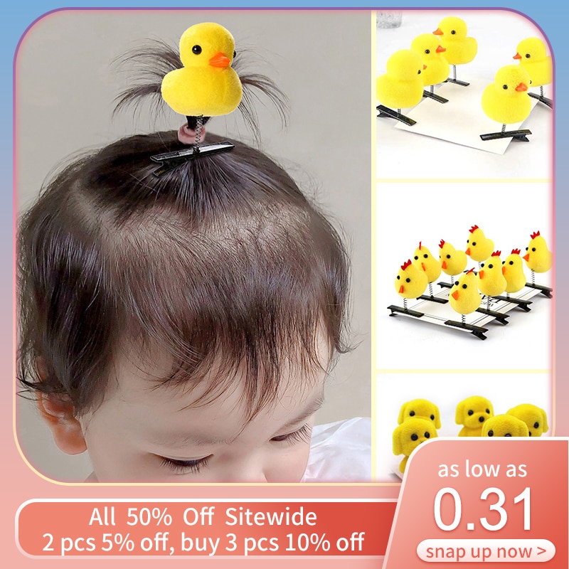 1Pc Cute Plush Chick Hair Clip Headgear Childrens Toy Little Yellow Duck Hairpin Lovely Dog Kids Barrettes Funny Christmas Gift