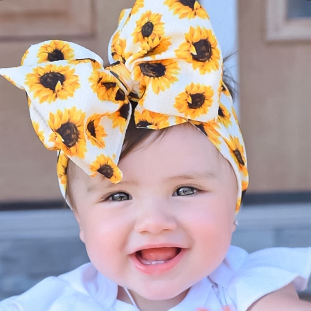 Baby Headbands Newborn Bowknot Elastic Baby Girl Headband Printed Hair Bands Wide Turban For Babies Hair Accessories