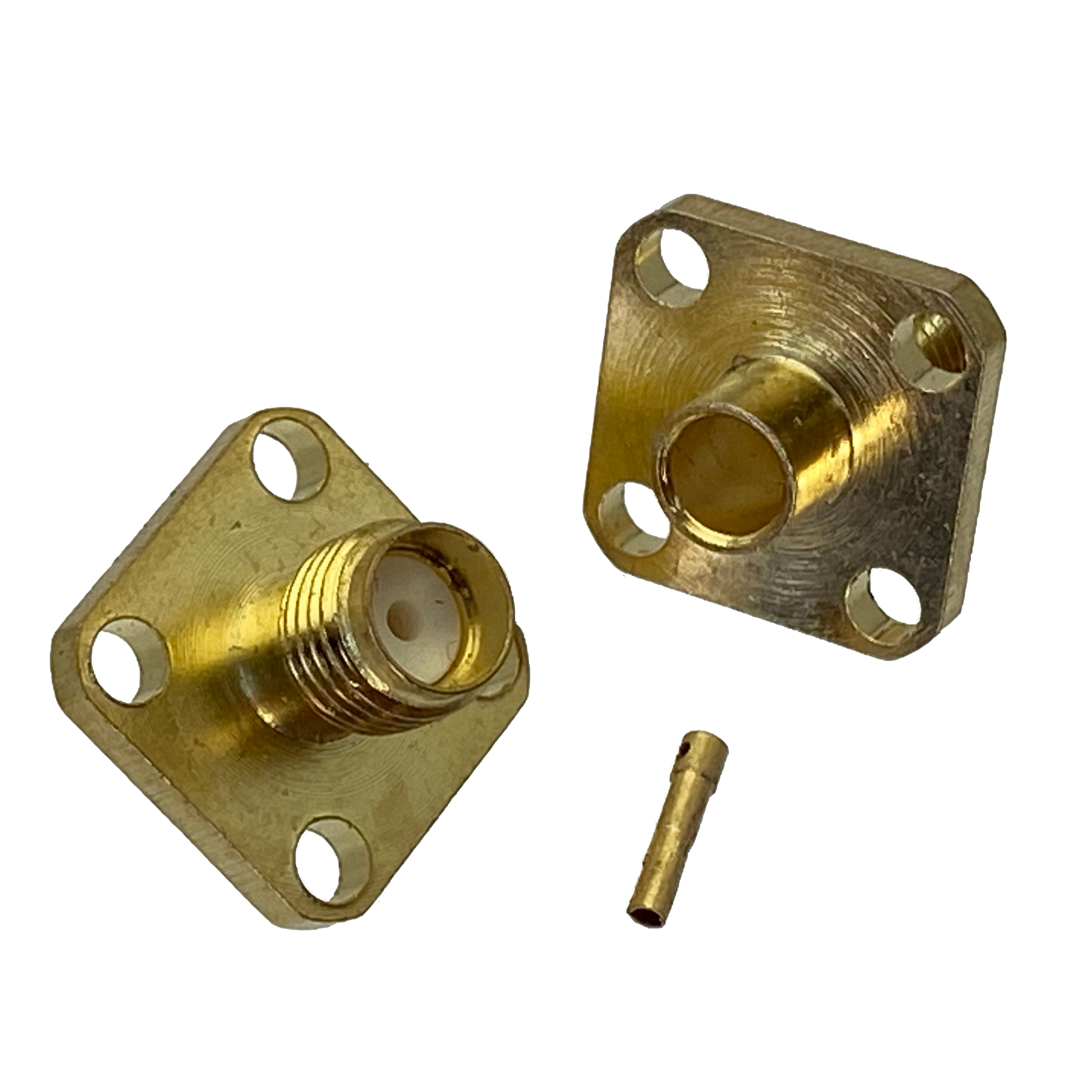 1Pcs Connector SMA female jack 4-holes flange solder semi-rigid RG402 0.141" RF Coaxial Wire Terminals